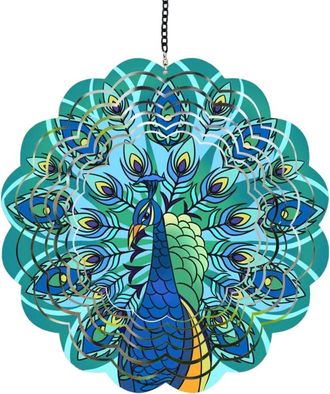 OEM Campanillas De Viento Giratorias Din&aacute;micas De Hierro - Pavo Real Azul