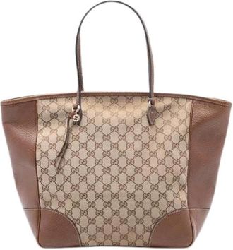 Gucci Pre-owned Tote Bags, female, Beige, Size: ONE SIZE Pre-owned Canvas Tote