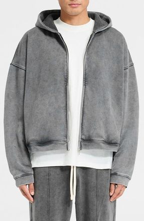 Represent Initial Oversize Full Zip Hoodie in Vintage Grey at Nordstrom, Size Large