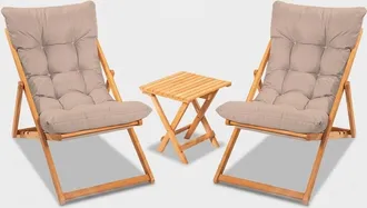Hanah Home Set De Mesa Plegable Y 2 Sillas De Jard&iacute;n En Madera Nerda - Marr&oacute;n