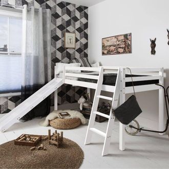 N&ouml;a & Nani Moro Cabin Bed Midsleeper with Slide in White | Size: Single
