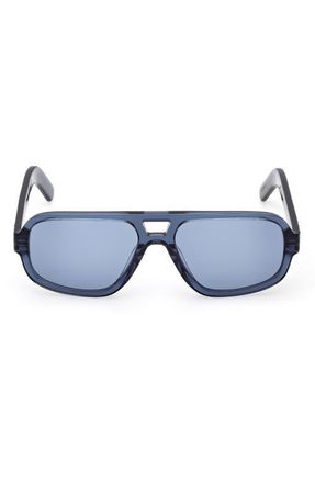 adidas 55MM Navigator Sunglasses in Shiny Blue /Blue at Nordstrom