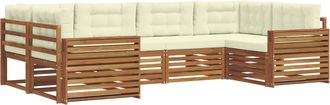 vidaXL Conjunto De Sof&aacute;s De Exterior 6 Uds. Natural Y Crema Vidaxl
