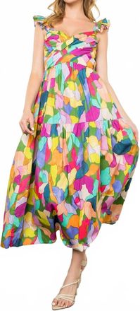 THML Clothing Arden Floral Midi Dress In Multicolor