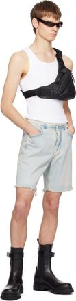 Givenchy Cutout Belt Low-Rise Denim Shorts - Blue