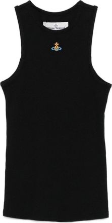 Vivienne Westwood Black Ribbed Sleeveless Orb Top