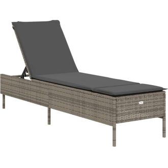 vidaXL Tumbona Con Coj&iacute;n Rat&aacute;n Sint&eacute;tico Con Coj&iacute;n Gris Vidaxl