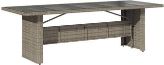 vidaXL Vidaxl - Garden Table with Glass Top Grey 240x90x75 cm Poly Rattan