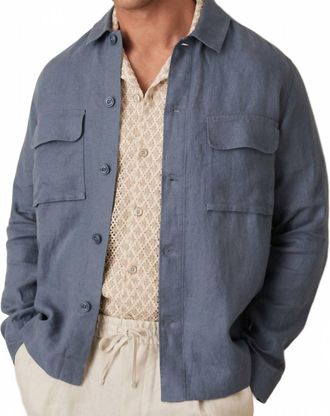 Reiss Eze Linen Overshirt In Airforce Blue