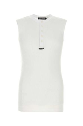 Dolce & Gabbana White Logo Henley T-Shirt