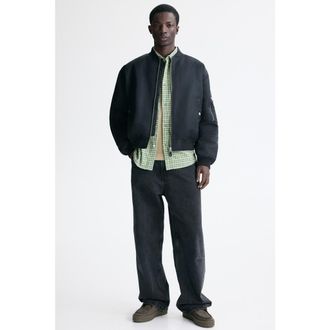 H&M Padded Nylon Bomber Jacket in Black at Nordstrom, Size Xxx-Large