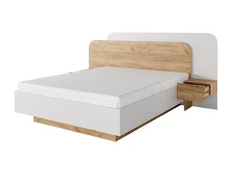Vente-Unique Cama con mesitas de noche 160 x 200 cm - Con LEDs - Color: natural y blanco - DESADO