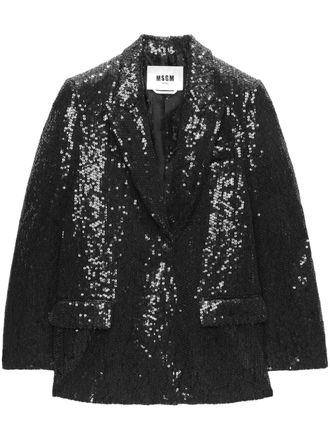 Msgm Blazer monopetto con paillettes - Nero