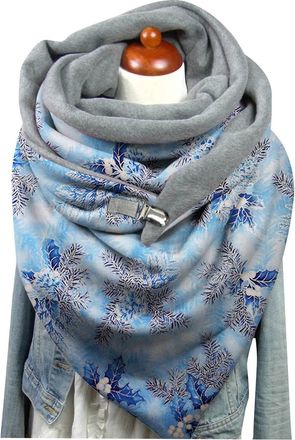 Generic Women Oversized Scarf Print Soft Wrap Casual Warm Scarves Shawls Olive Blanket For Women Blue One Size Teal For Uk Cashmere Head For Uk Pale Blue
