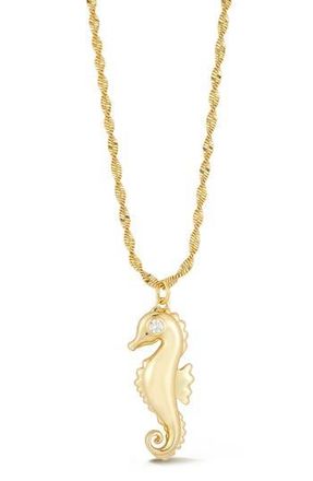 Glaze Jewelry Cubic Zirconia Seahorse Pendant Necklace in Gold at Nordstrom Rack