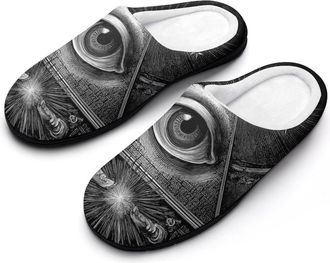Generic All-seeing Eye Freemasons Mens Cozy Cotton Slippers with Memory Foam Lightweight Anti-skid House Shoes for Indoor Outdoor