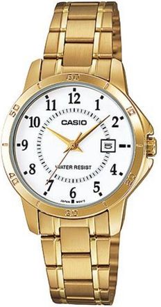 Casio Womens Gold Stainless Steel Analog Watch White Dial - LTP-V004G-7BUDF