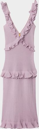 Burberry Ruffle V-Neck Sleeveless Maxi Dress