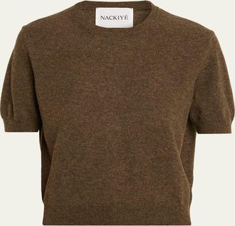 Nackiy&eacute; Pearl Cashmere Short-Sleeve Sweater