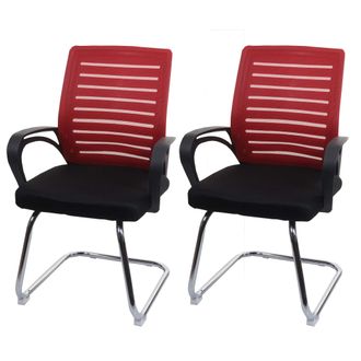 Hhg Nunca Usado] Juego De 2 Sillones De Conferencia Hhg 531, Silla De Visita Basculante, 150 Kg De Capacidad De Carga Tela/textil, Rojo
