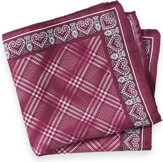 Paul Fredrick Plaid Silk Pocket Square