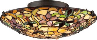 Loops 2 Bulb Flush Light Low Ceiling Vintage Bronze LED E27 60W Bulb