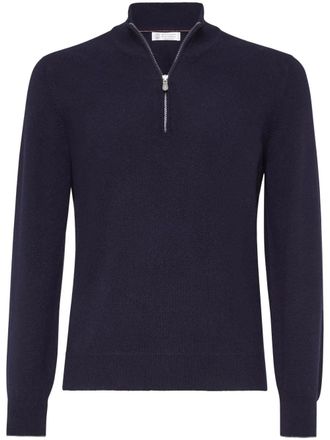 Brunello Cucinelli Maglia Collo Alto In Cashmere Con Apertura Zip-Uomo
