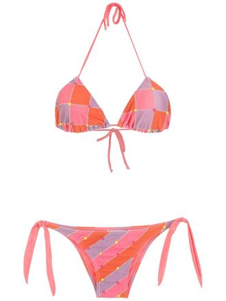 Amir Slama Set bikini a quadri - Rosa