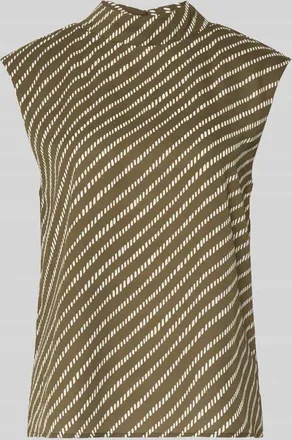 Comma Regular Fit Top mit Stehkragen in Khaki, Gr&ouml;&szlig;e 34