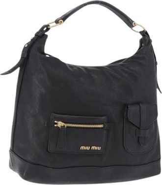 Miu Miu Pre-owned Shoulder Bag - Dames - Vintage Schoudertas - Zwart - ONE Size - Leer - Vintage