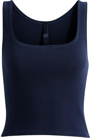SKIMS Crop Stretch Cotton Rib Tank in Navy at Nordstrom, Size 2X