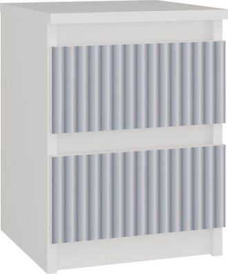 Topeshop Topeshop - Aster - Mesilla De Noche Estilo Escandinavo - 30x30x40 Cm - Mesilla De Noche 2 Cajones - Mobiliario Dormitorio Infantil - Blanco Y Azul