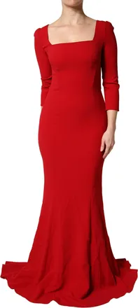 Dolce & Gabbana Womens Red Viscose Sheath Bodycon Mermaid Dress Acetate Elastane