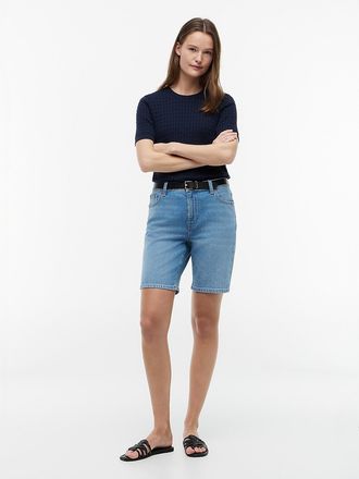 Tommy Hilfiger Womens Denim 9 Bermuda Short - Medium Wash - 0