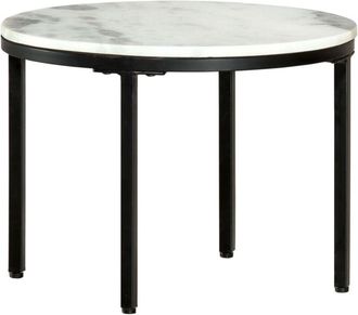 vidaXL Coffee Table White and Black &Oslash;50 cm Real Solid Marble vidaXL