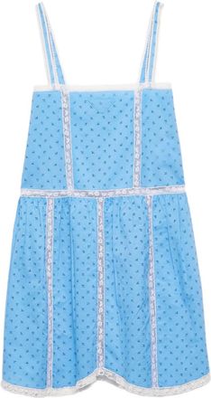 Prada logo-embroidered mini dress - women - Cotton - 42 - Blue