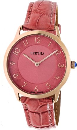 Bertha Sunglasses Abby Coral Dial Coral Leather Ladies Watch BR6807