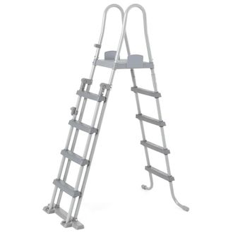 Trade Shop Trade Shop - Escalera De Seguridad Para Piscinas De 132 Cm Con Pasos De Pl&aacute;stico Marco De Metal 58332