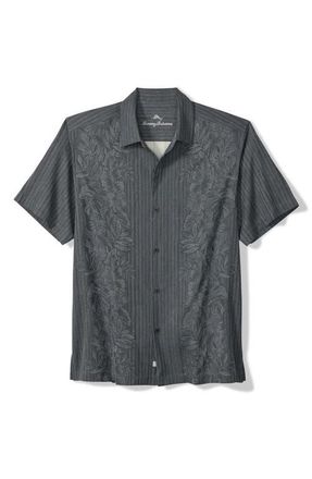 Tommy Bahama Maui Border Silk Short Sleeve Button-Up Shirt in Turbulence at Nordstrom, Size Small