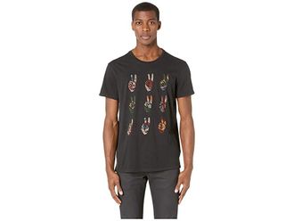 John Varvatos PEACE HAND T-Shirts Mens Clothing Black : 2XL, Cotton