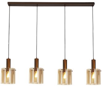 Searchlight Grosse dimmbare Design Pendellampe Denmark, 4-flammig - Mocca/Amber