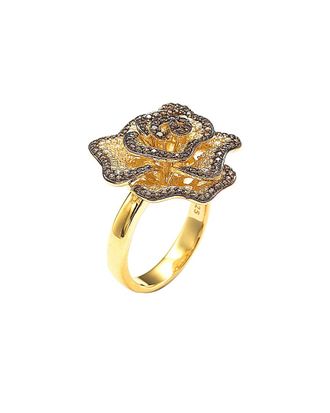 Suzy Levian Suzy Levian Plated Cz Flower Ring