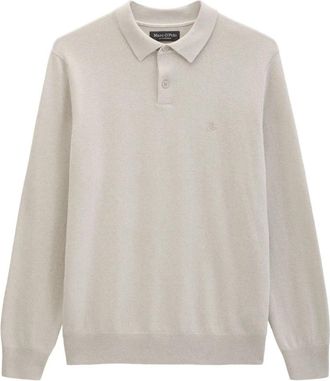 Marc O'Polo Gebreide Poloshirts Lange Mouw - Heren - Ronde hals truien - Beige - L - Katoen - Truien & Vesten