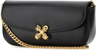 Alexander McQueen Womens Flower Crossbody Bag Black Skull Small