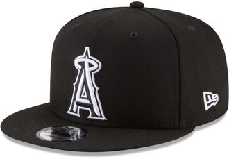 New Era Unisex-Adult MLB 9Fifty Black White Primary Logo Adjustable Snapback Hat Cap One Size Fits All, Los Angeles Angels, One size