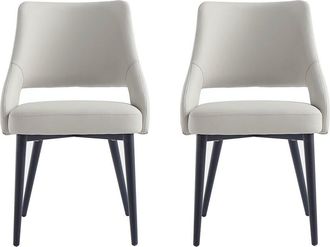 Manhattan Comfort Set of 2 Tremont Modern Leatherette Dining Chairs with Metal Legs