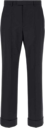 Valentino Garavani Cuffs VLogo Cropped Pants - Heren - Vrijetijds broeken - Blauw - L - Wol - Broeken