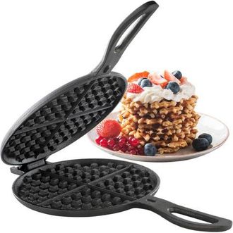 MegaChef 6.7 Inch Round Cast Iron Pie Iron Outdoor/Camping Cookware with Long Handle in Black at Nordstrom