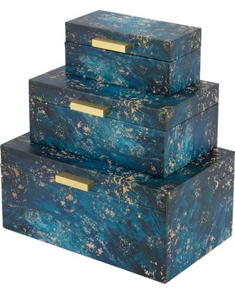 A&B Home Set Of 3 Rectangular Decorative Boxes