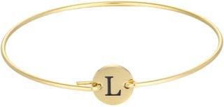 Adornia Tarnish Resistant 18K Gold Plated Initial Bangle Bracelet in Gold-L at Nordstrom Rack